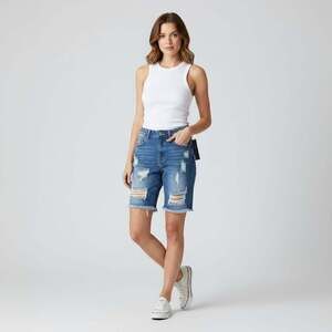 American Bazi Destroyed Denim Shorts NWT Womens S RSS-5280 Blue Ripped Frayed